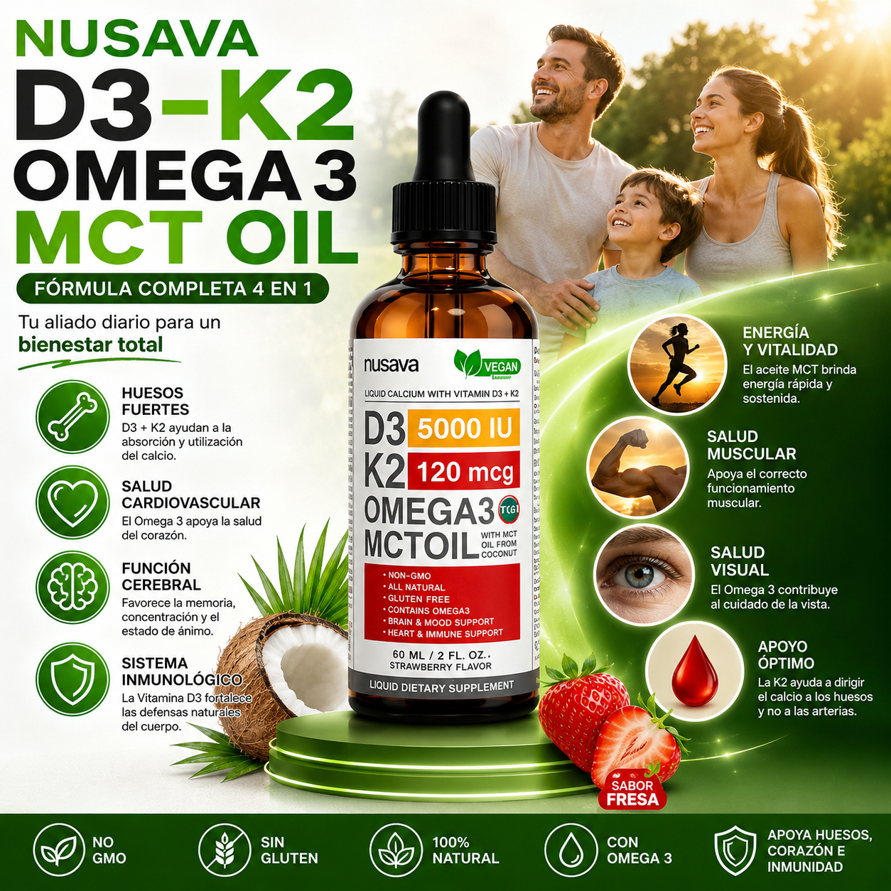NUSAVA D3-K2 OMEGA 3 MCT OIL