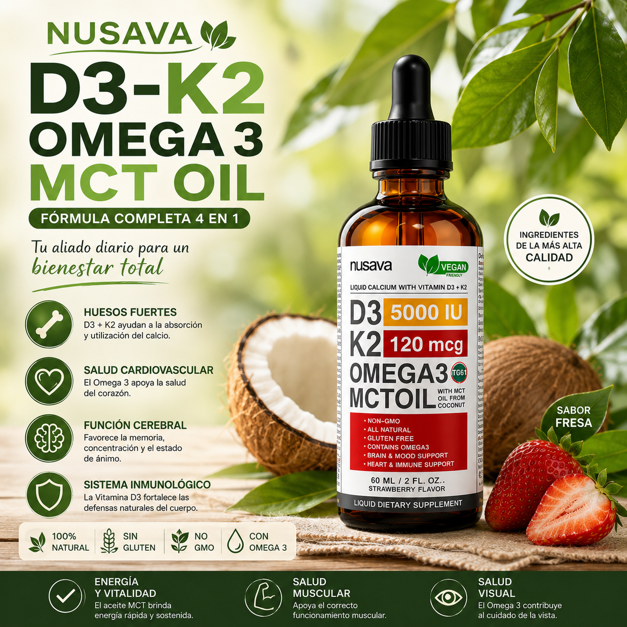 NUSAVA D3-K2 OMEGA 3 MCT OIL