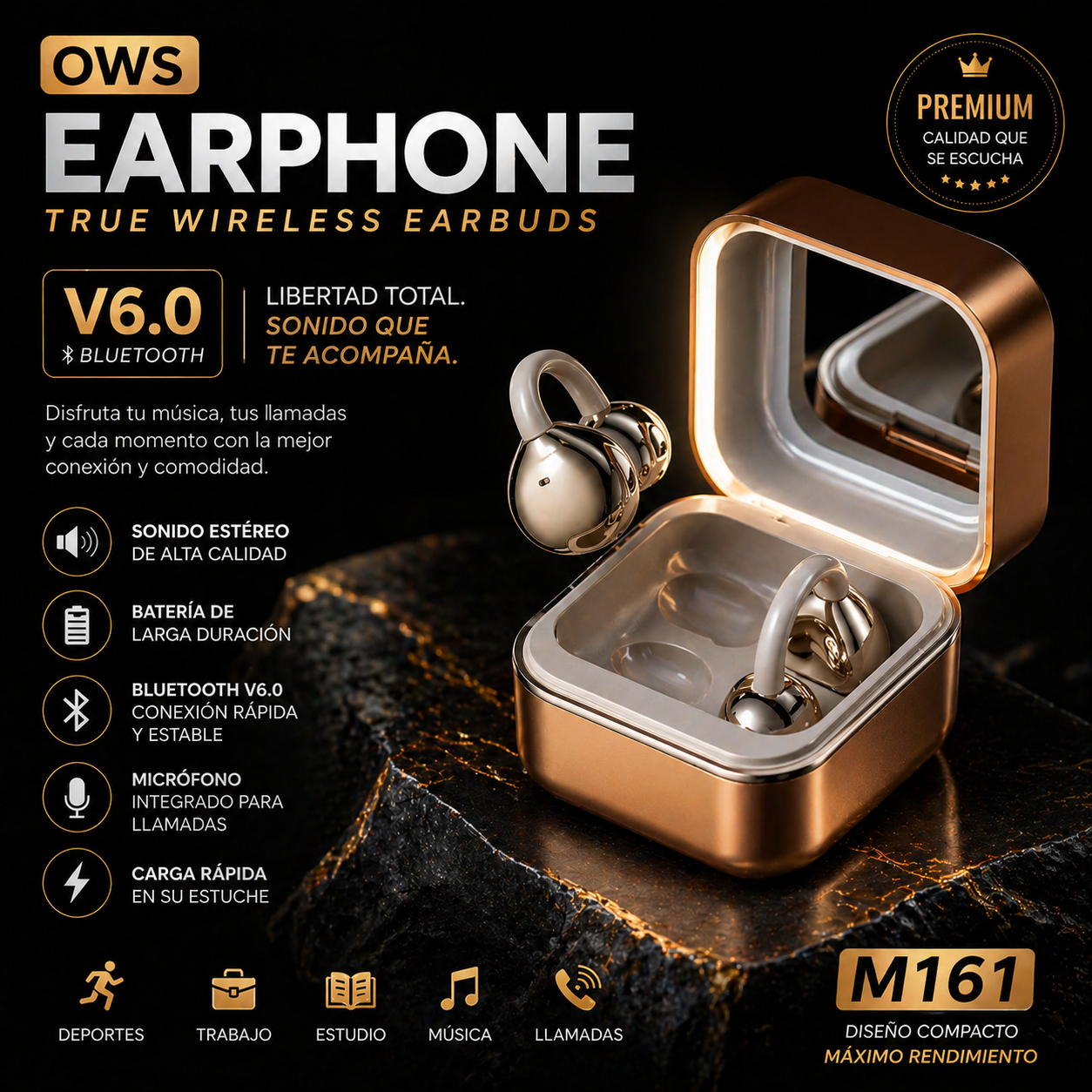 OWS EARPHONE V6.0 – TRUE WIRELESS EARBUDS (M161)