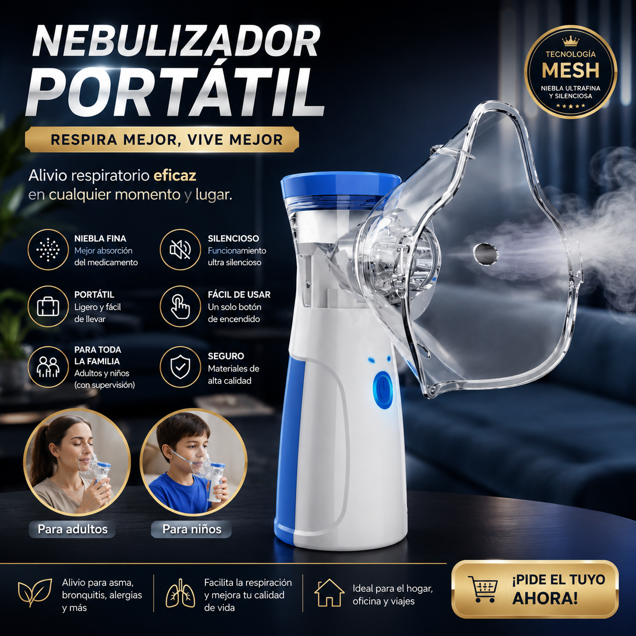 NEBULIZADOR PORTÁTIL DE MALLA