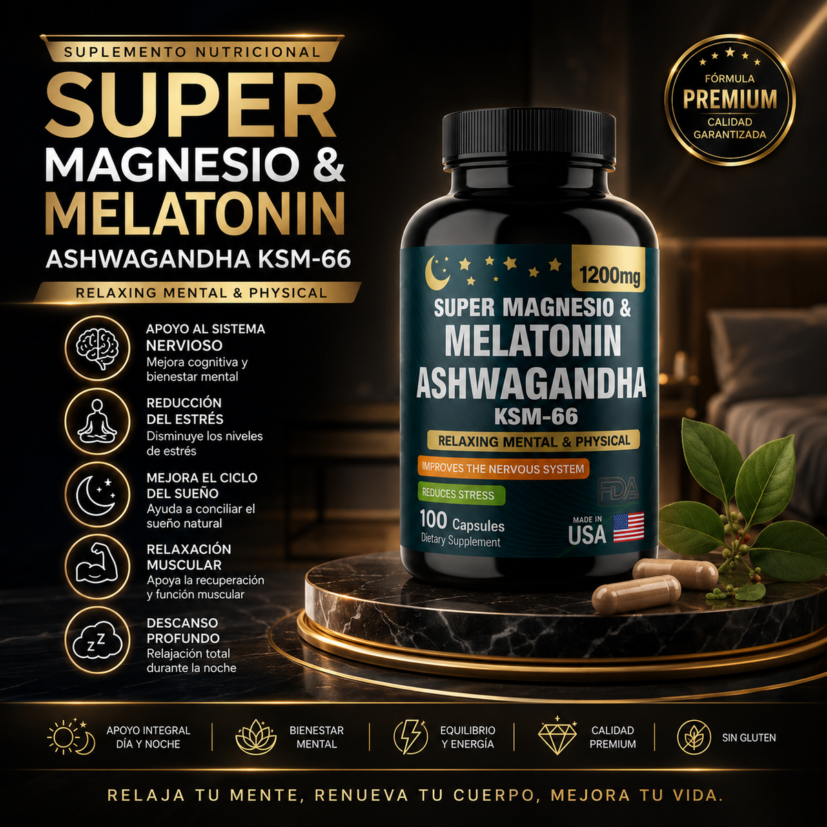 SUPER MAGNESIO & MELATONIN + ASHWAGANDHA KSM-66