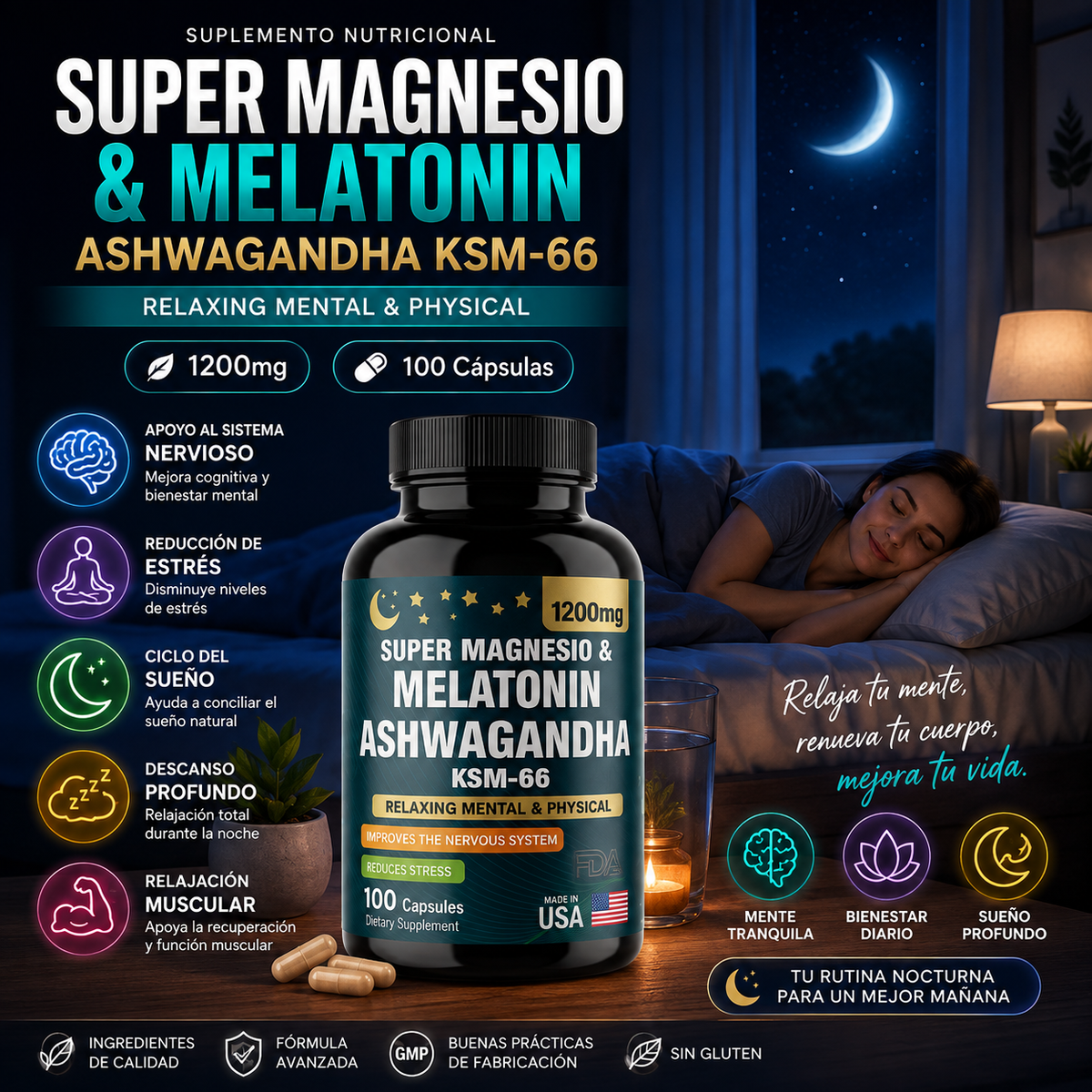 SUPER MAGNESIO & MELATONIN + ASHWAGANDHA KSM-66