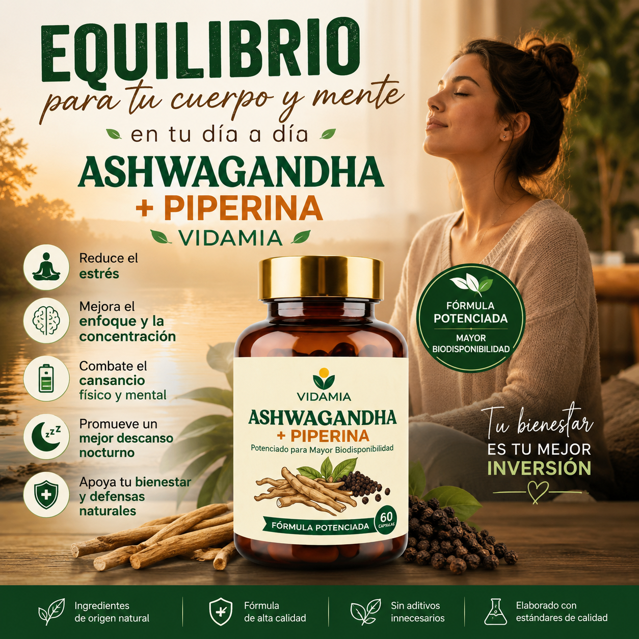 ASHWAGANDHA + PIPERINA – VIDAMIA