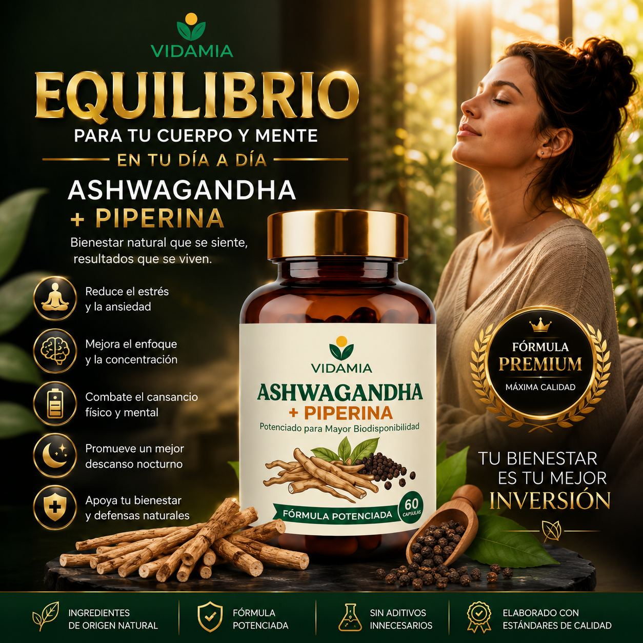 ASHWAGANDHA + PIPERINA – VIDAMIA