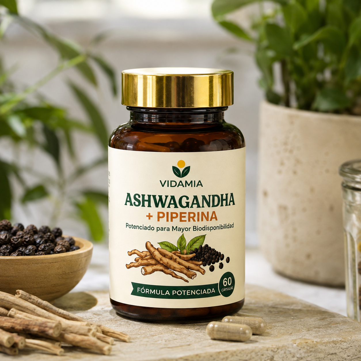 ASHWAGANDHA + PIPERINA – VIDAMIA