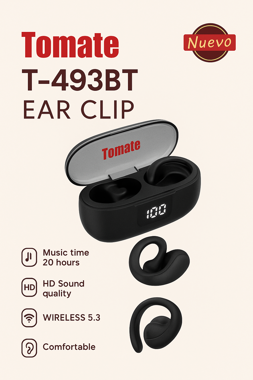 AURICULARES TOMATE T-493BT - EAR CLIP