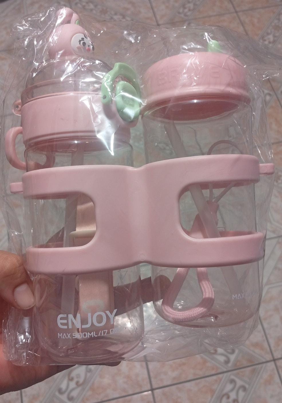 BOTELLA DOBLE DE PLÁSTICO TRANSPARENTE DE 500 ML C/U